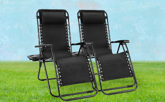 Zero Gravity Chair 2 Piece Set in Black Color