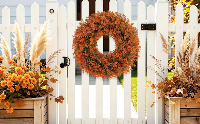 17 Inch Fall Front Door Boxwood Wreaths 17 Inch Fall Front Door Boxwood Wreaths