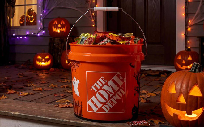 2 Gallon Orange Halloween Bucket