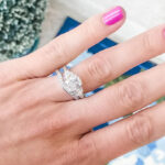 A Person Wearing Diamonique Birdal Ring Set