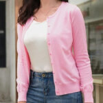 A Person Wearing GRACE KARIN Knit Cardigan Sweater