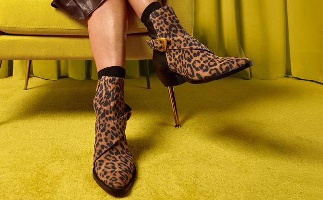 A Person Wearing Vince Camuto Philan Western Style Short Booties