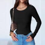 ANRABESS Womens Long Sleeve Bodysuits Top