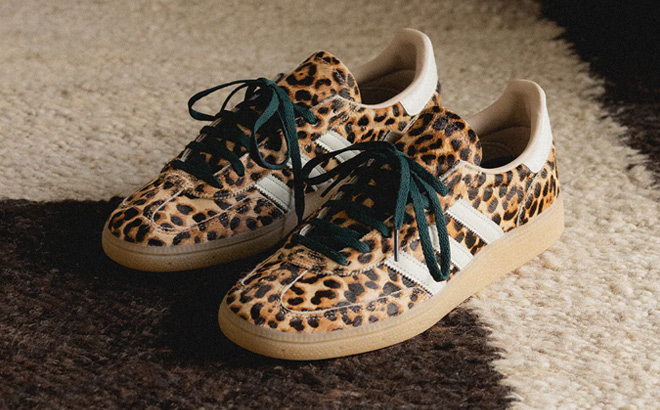 Adidas Womens Leopard Print Handball Spezial Shoes on the Carpet