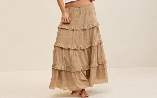 Aerie Ready To Ruffle Tiered Midaxi Skirt