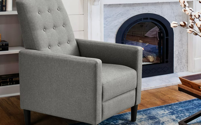 Alden Design Modern Tufted Fabric Push Back Recliner Alden Design Modern Tufted Fabric Push Back Recliner