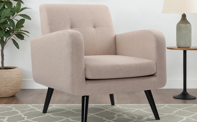 Almeda Tufted Polyester Armchair with Solid Wood Legs Almeda Tufted Polyester Armchair with Solid Wood Legs