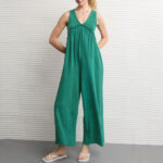 American Eagle Sunchaser Knit V Neck Jumpsuit in Green