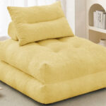 BEHOST Oversized Folding Sofa Bed with Pillow in Yellow