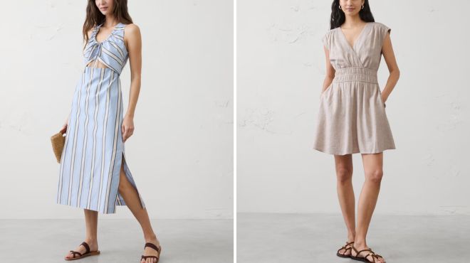 Banana Republic Factory Cinched Midi Dress and Linen Blend Mini Dress