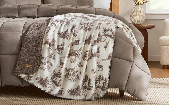 Bearpaw Badger Coco Plush and Sherpa Throw Blanket Bearpaw Badger Coco Plush and Sherpa Throw Blanket