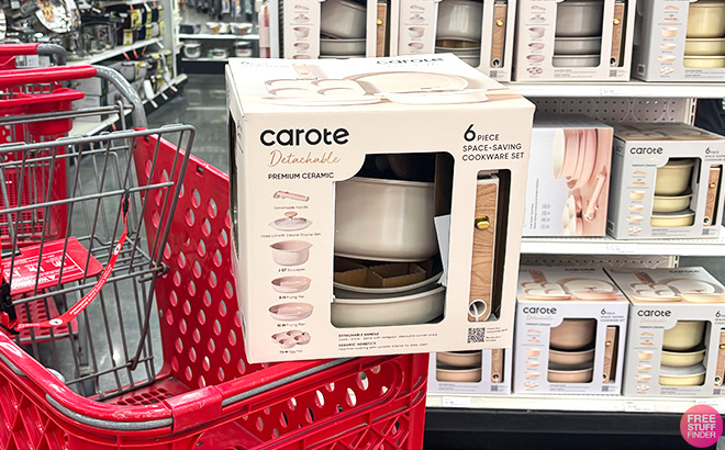 Carote 6 Piece Ceramic Nonstick Cookware Set on Cart