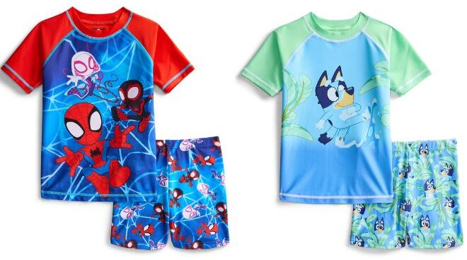 Character Toddler Boys Rash Guard Euro Swim Shorts 2 Piece Set Character Toddler Boys Rash Guard Euro Swim Shorts 2 Piece Set