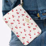 Coach Corner Zip Wristlet Cherry Print