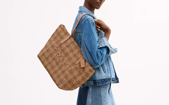 Coach Outlet City Tote With Gingham Print Coach Outlet City Tote With Gingham Print