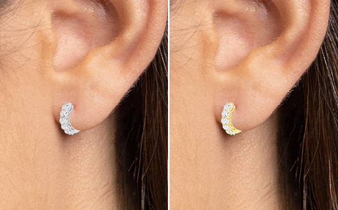 Cubic Zirconia Huggie Hoop Earrings