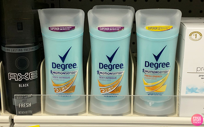 Degree Deodorant Sticks on the Shelf
