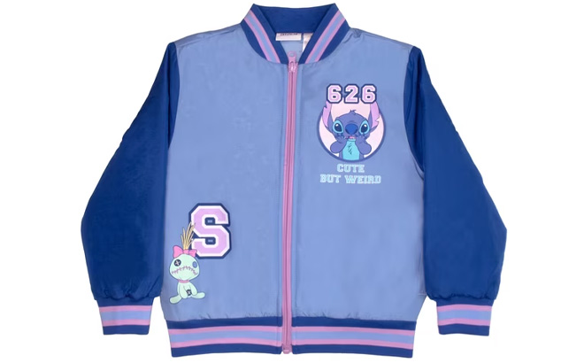 Disney Lilo and Stitch Character Girls Zip Up Bomber Jacket