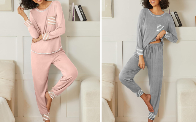 Ekouaer 2 Pack Womens Pajama Sets