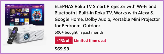 Elephas Roku TV Smart Projector at Checkout