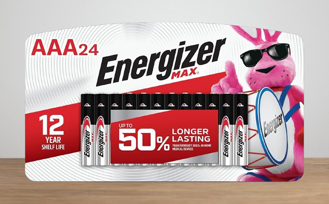 Energizer MAX AAA 24 Count Batteries on the Table Energizer MAX AAA 24 Count Batteries on the Table
