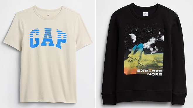 GAP Factory Kids Gap Logo T Shirt and Crewneck Graphic Sweatshirt