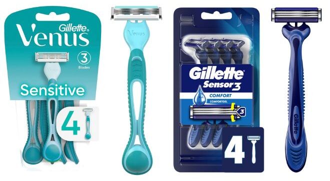 Gillette Venus Sensitive 3 Blade Disposable Razors and Sensor3 3 Blade Disposable Razors Gillette Venus Sensitive 3 Blade Disposable Razors and Sensor3 3 Blade Disposable Razors