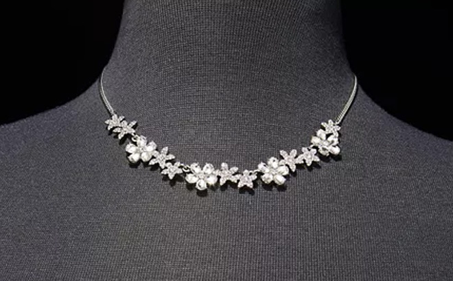 Givenchy Crystal Flower Statement Necklace