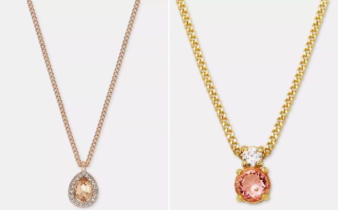 Givenchy Crystal Pear Shape Pendant Necklace and Cubic Zirconia Pendant Necklace