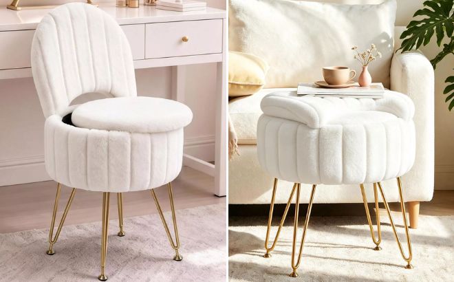 Homfan Round Vanity Stool Homfan Round Vanity Stool