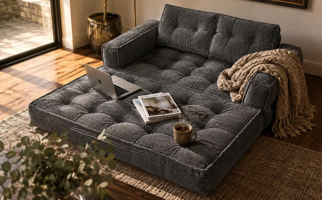 LauKingdom 2 Seater Modular Corduroy Sofa