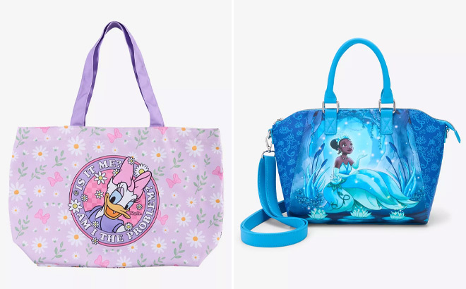 Loungefly Disney Daisy Duck Floral Tote Bag and The Princess And The Frog Tiana Firefly Satchel Bag