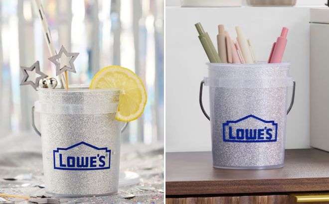 Lowes Silver Glitter Mini Bucket