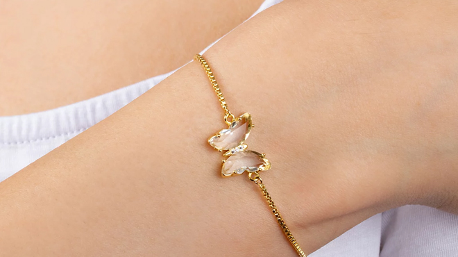 Macys Crystal Butterfly Bolo Adjustable Bracelet