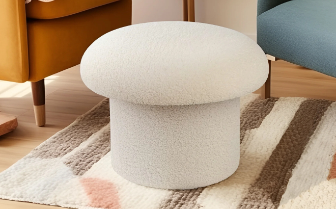 Mainstays Boucle Upholstered Mushroom Storage Ottoman Mainstays Boucle Upholstered Mushroom Storage Ottoman