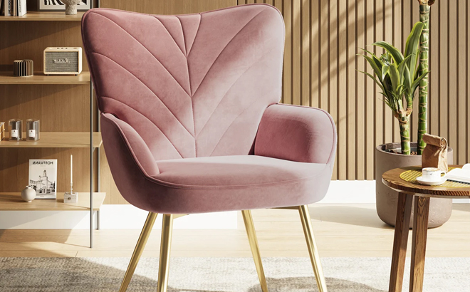 Mercer41 Plush Lambswool Style Side Chair in Pink Mercer41 Plush Lambswool Style Side Chair in Pink