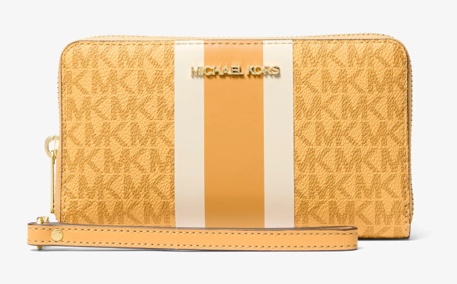 Michael Kors Jet Set Travel Large Striped Signature Logo Smartphone Wallet