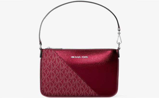 Michael Kors Jet Set Travel Metallic and Signature Logo Wristlet Michael Kors Jet Set Travel Metallic and Signature Logo Wristlet