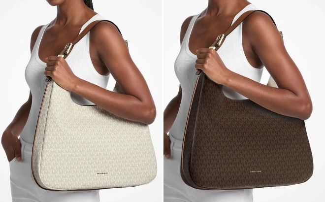 Michael Kors Nolita Large Signature Logo Hobo Shoulder Bag Michael Kors Nolita Large Signature Logo Hobo Shoulder Bag