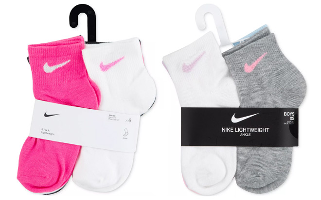 Nike Girls Metallic Swoosh Quarter Socks 6 Pack Nike Girls Metallic Swoosh Quarter Socks 6 Pack