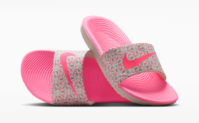 Nike Kawa Little Big Kids Slides in Pink