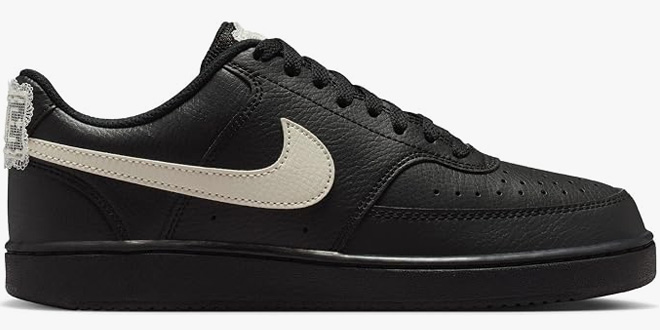 Nike Womens Court Vision Sneaker in Black Pale Ivory