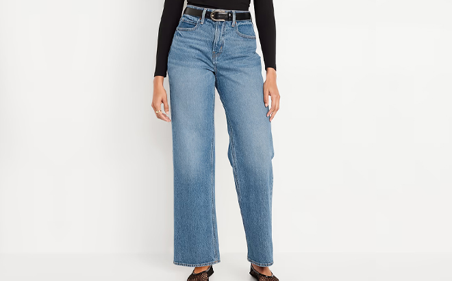 Old Navy Curvy Extra High Waisted Wide Leg Jeans
