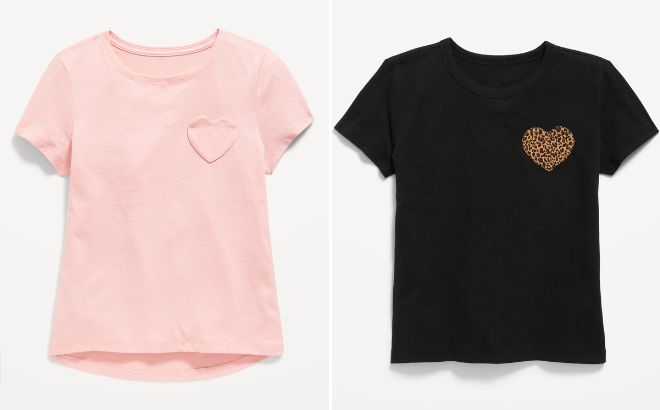 Old Navy Girls Softest Heart Pocket T Shirts