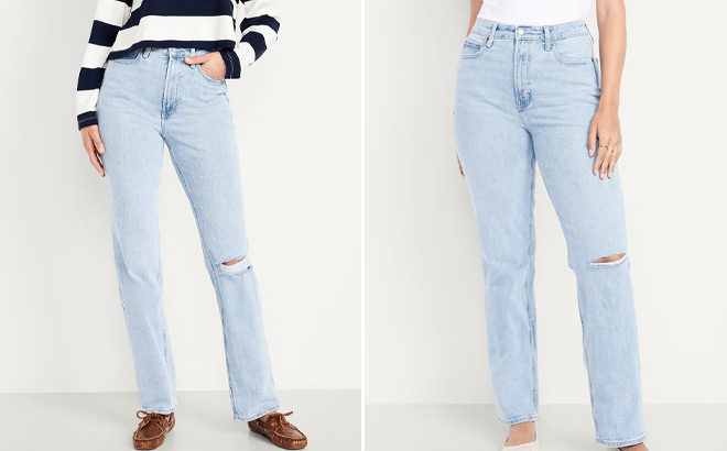 Old Navy Womens Extra High Waisted Straight Jeans