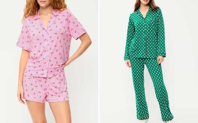 Old Navy Womens Sunday Sleep Knit Jersey Shorts Set and Sunday Sleep Knit Jersey Pants Set