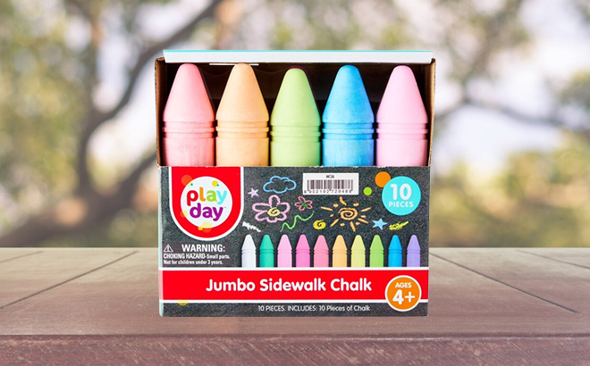 Play Day Jumbo Multicolor Sidewalk Chalk 10 Count on the Table