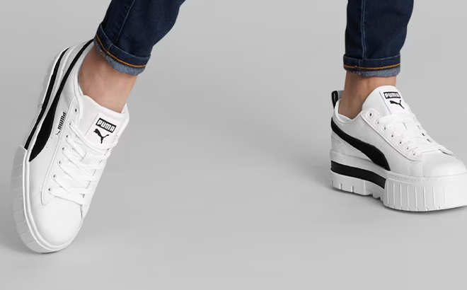 Puma Mayze Leather Womens Shoes in Black