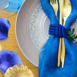 Royal Blue Gold Silk Rose Petals