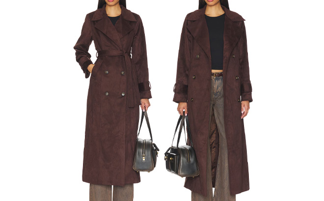 SNDYS Sutton Faux Suede Trench Coats SNDYS Sutton Faux Suede Trench Coats